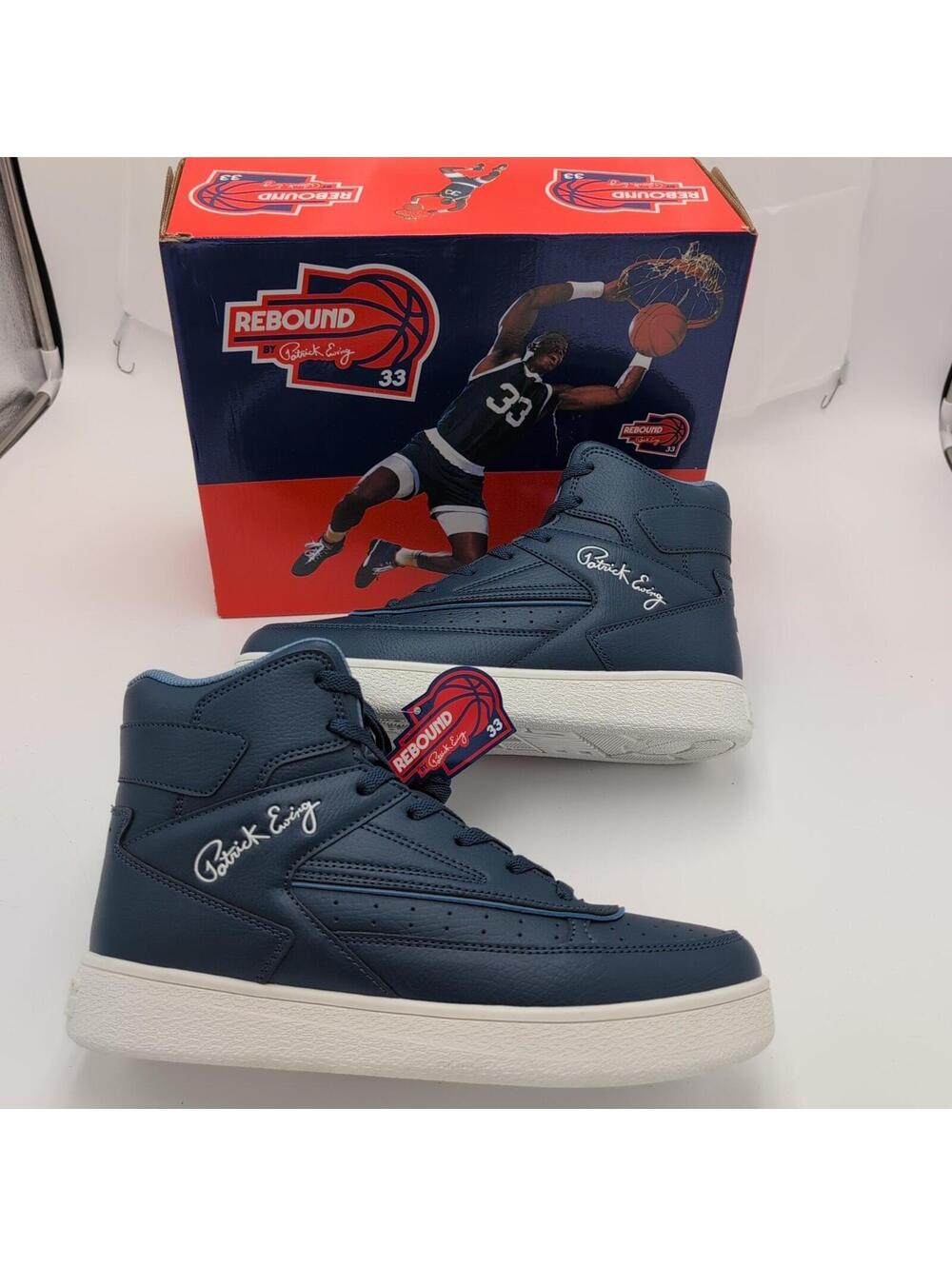 NIB Patrick Ewing Rebound Orion Non-Strap Navy White High Top Lace Up Men's 9.5